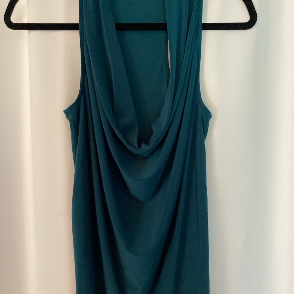Express Blue Draped Sleeveless Tank Top